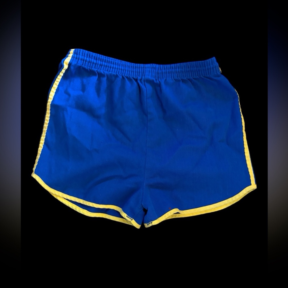 80’s Vintage Blue and Yellow Kid’s Athletic Shorts with Pockets!